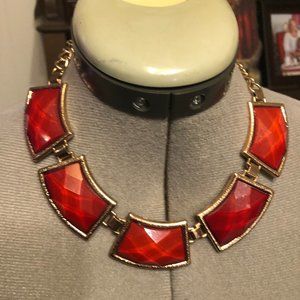 Red and Gold Colar Necklace And Earring Set